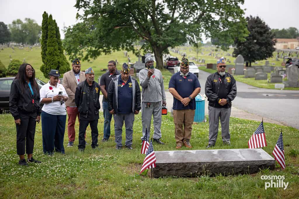 Greek American VFW Post Eleftheria members, veterans, and guests gather for a Memorial Day service at Fernwood Cemetery in Lansdowne, Pennsylvania, in 2026