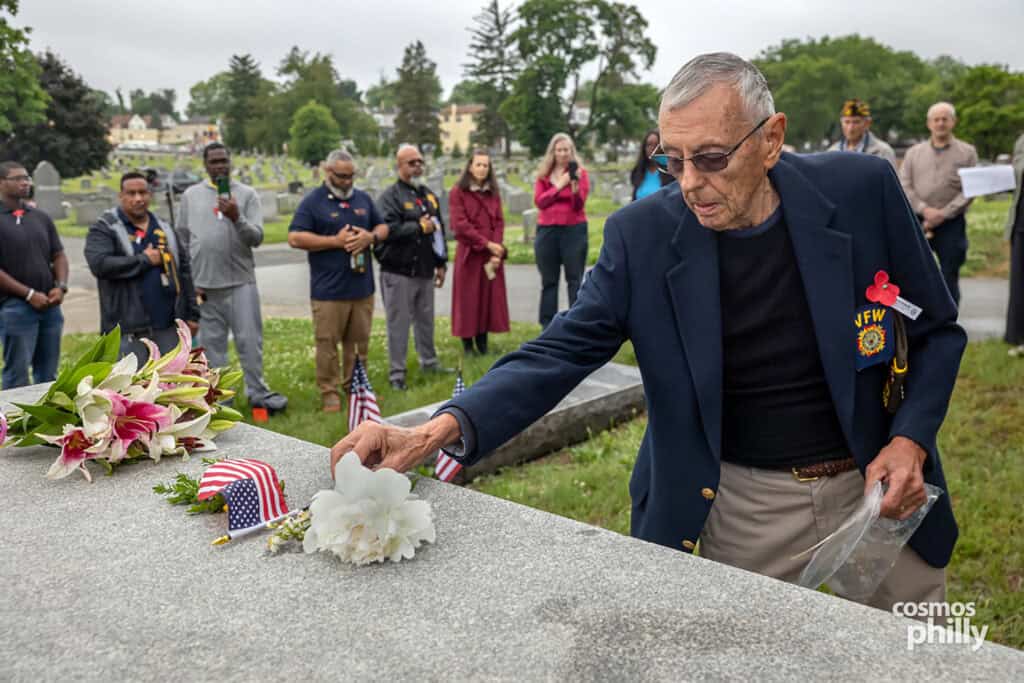 Greek American VFW Post Eleftheria members, veterans, and guests gather for a Memorial Day service at Fernwood Cemetery in Lansdowne, Pennsylvania, in 2026