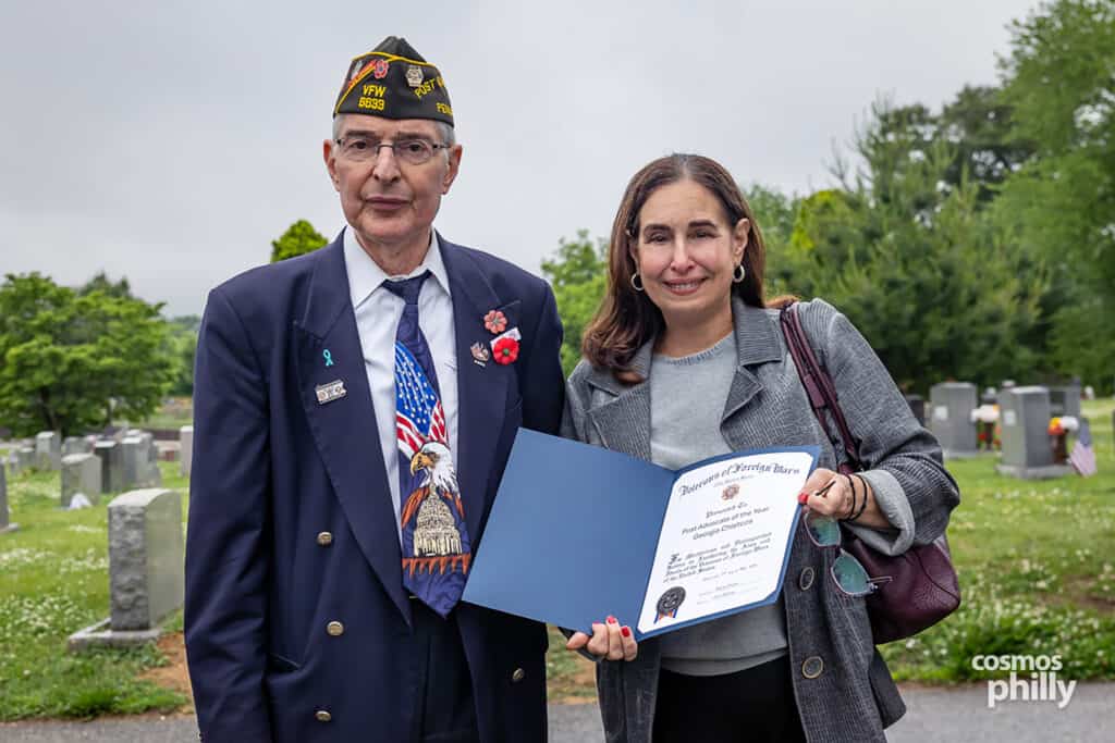 Greek American VFW Post Eleftheria members, veterans, and guests gather for a Memorial Day service at Fernwood Cemetery in Lansdowne, Pennsylvania, in 2026
