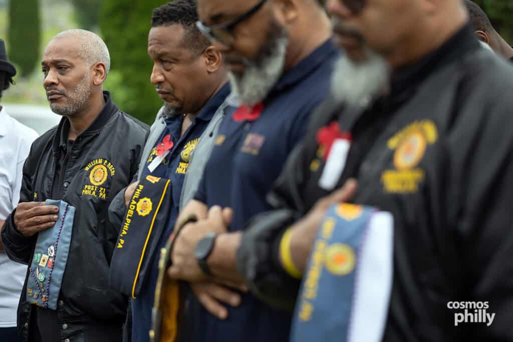 Greek American VFW Post Eleftheria members, veterans, and guests gather for a Memorial Day service at Fernwood Cemetery in Lansdowne, Pennsylvania, in 2026