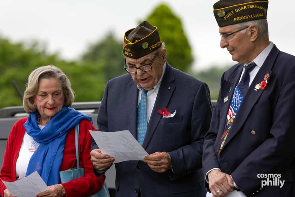 Greek American VFW Post Eleftheria members, veterans, and guests gather for a Memorial Day service at Fernwood Cemetery in Lansdowne, Pennsylvania, in 2026