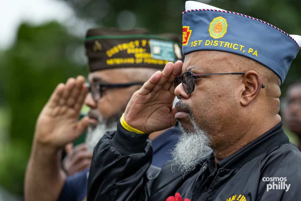 Greek American VFW Post Eleftheria members, veterans, and guests gather for a Memorial Day service at Fernwood Cemetery in Lansdowne, Pennsylvania, in 2026