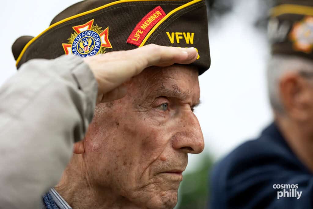 Greek American VFW Post Eleftheria members, veterans, and guests gather for a Memorial Day service at Fernwood Cemetery in Lansdowne, Pennsylvania, in 2026
