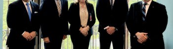 Maira Myrogianni stands with officials during her May 2026 U.S. visit focused on Greek diaspora outreach.