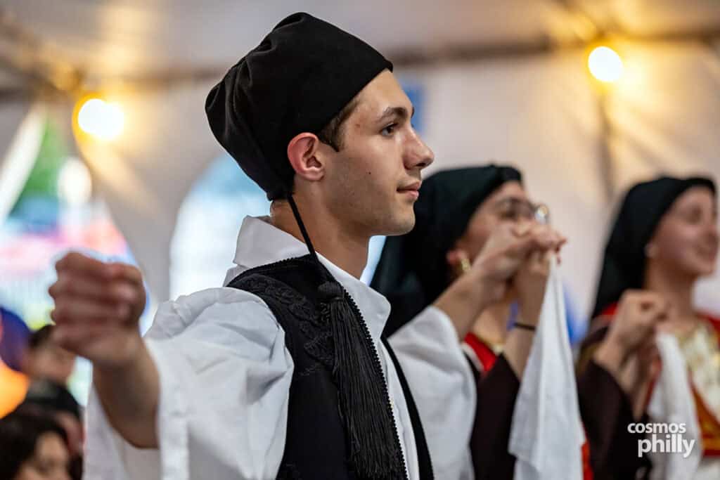 Folk dancers perform at the 2026 Saint Sophia Grecian Festival in Jeffersonville, Pennsylvania.