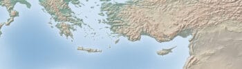 Map of the Aegean Sea and Eastern Mediterranean showing Greece, western Turkey, Crete, Cyprus, and nearby maritime areas.
