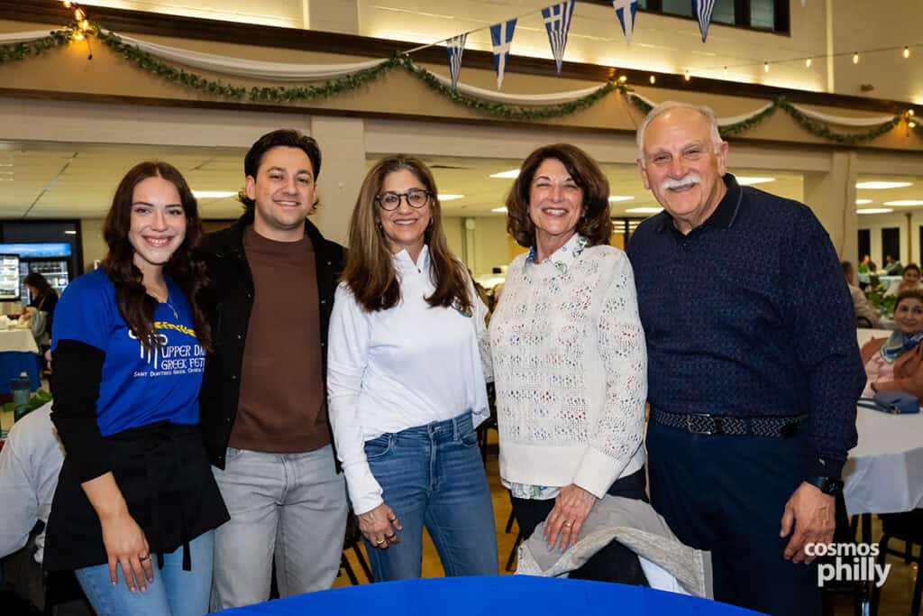 Scenes from the St. Demetrios Greek Wine and Food Festival in Upper Darby, with guests, food, dancing, volunteers, and activity under the festival tent.