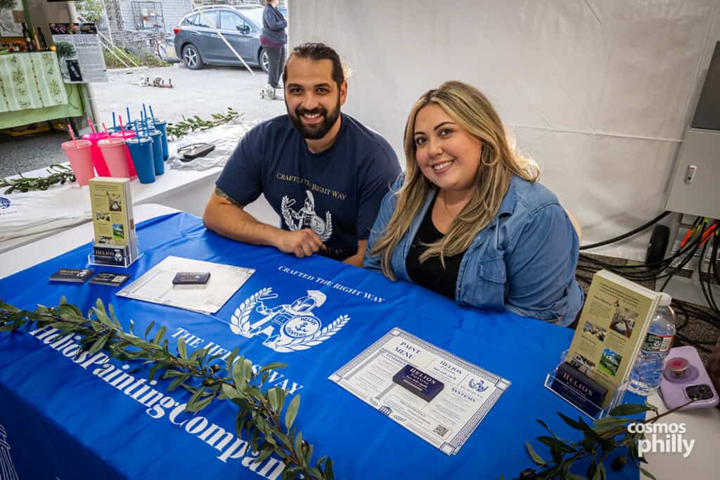 Scenes from the St. Demetrios Greek Wine and Food Festival in Upper Darby, with guests, food, dancing, volunteers, and activity under the festival tent.