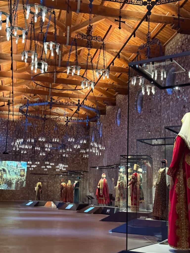 Restored exhibition hall inside the Palace of the Despots in Mystras, Greece