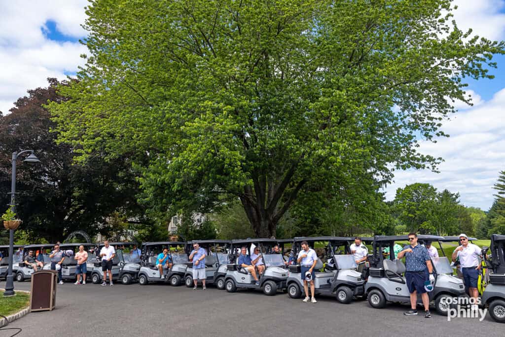 Participants, volunteers, sponsors, and guests at the St. Demetrios Greek Orthodox Church annual golf outing at Penn Oaks Golf Club in West Chester.