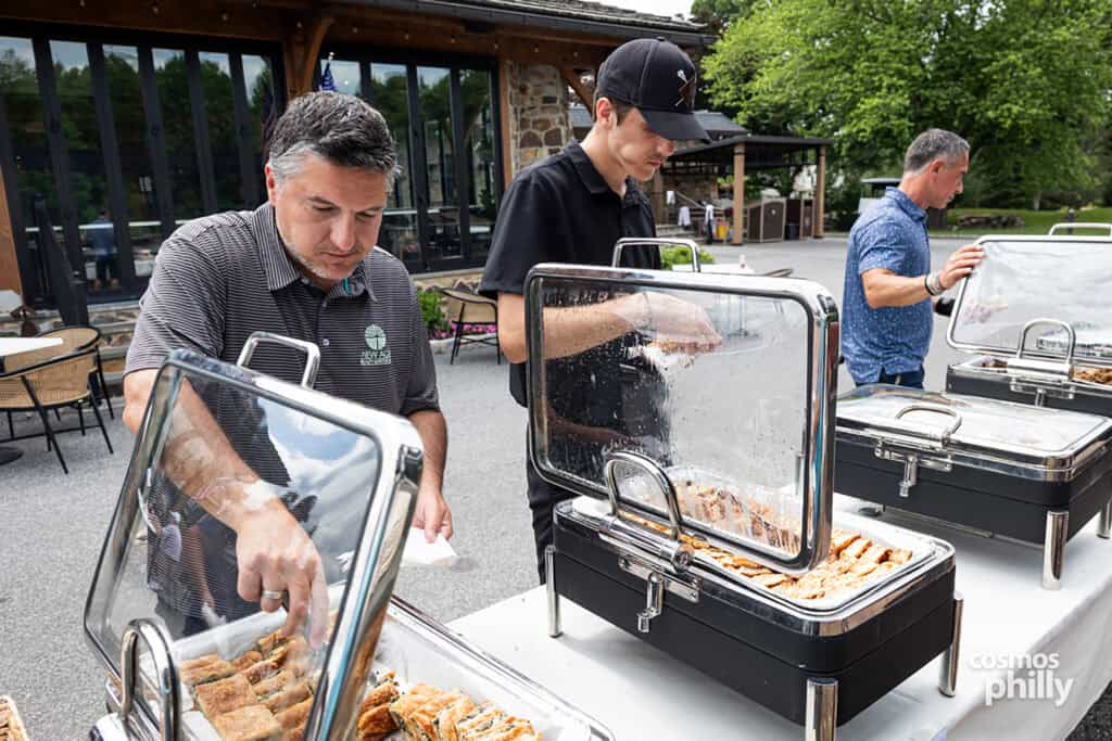 Participants, volunteers, sponsors, and guests at the St. Demetrios Greek Orthodox Church annual golf outing at Penn Oaks Golf Club in West Chester.