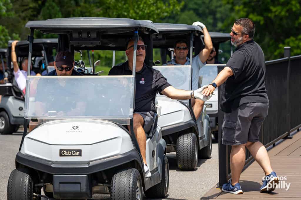Participants, volunteers, sponsors, and guests at the St. Demetrios Greek Orthodox Church annual golf outing at Penn Oaks Golf Club in West Chester.