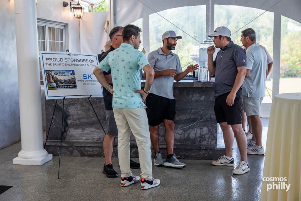 Participants, volunteers, sponsors, and guests at the St. Demetrios Greek Orthodox Church annual golf outing at Penn Oaks Golf Club in West Chester.