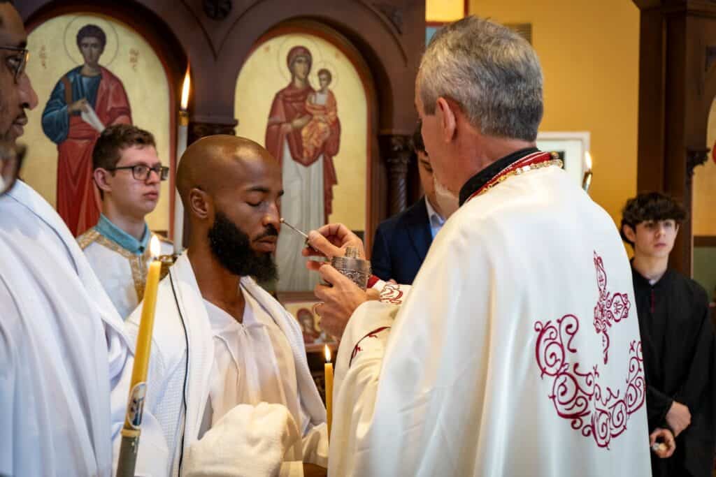 New members are welcomed into the Orthodox Christian faith at St. Thomas Greek Orthodox Church in Cherry Hill.