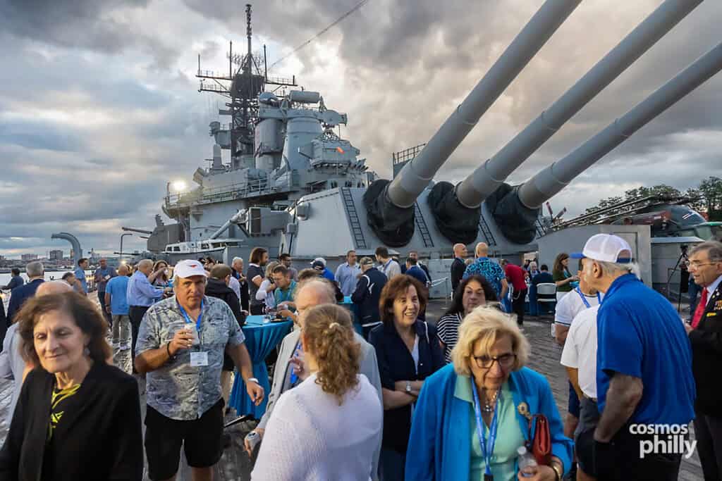 AHEPA members and guests aboard the Battleship New Jersey during the Bouzoukia on the Battleship event in Camden on July 30, 2026.