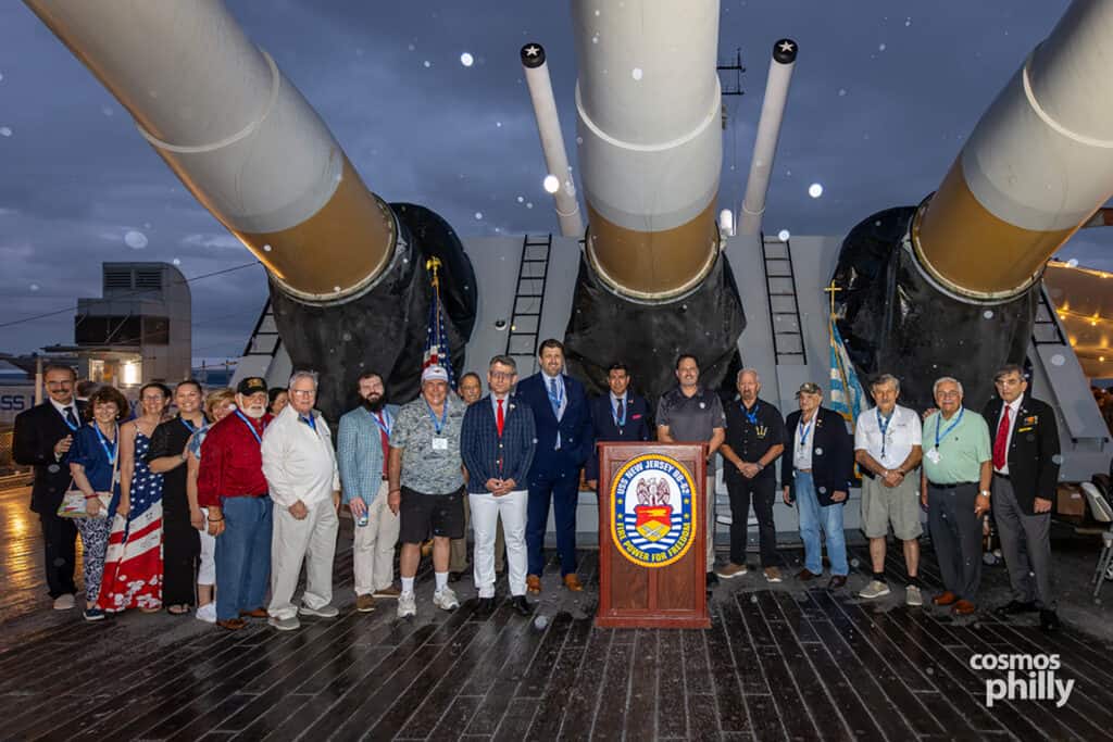 AHEPA members and guests aboard the Battleship New Jersey during the Bouzoukia on the Battleship event in Camden on July 30, 2026.