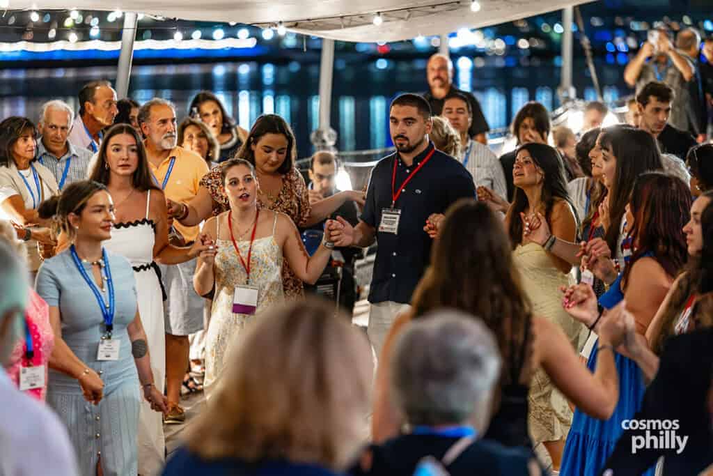 AHEPA members and guests aboard the Battleship New Jersey during the Bouzoukia on the Battleship event in Camden on July 30, 2026.