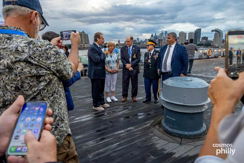 AHEPA members and guests aboard the Battleship New Jersey during the Bouzoukia on the Battleship event in Camden on July 30, 2026.