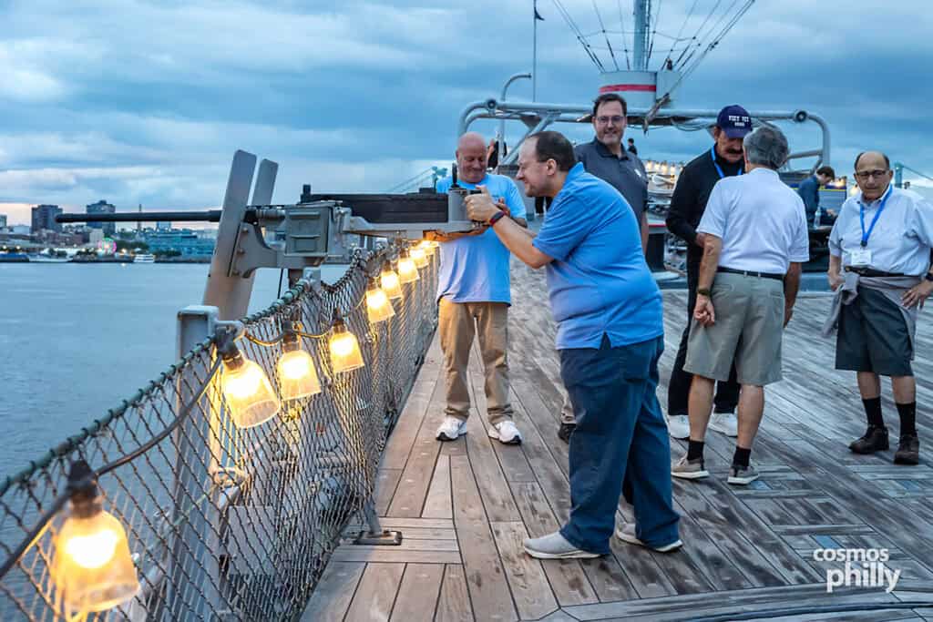 AHEPA members and guests aboard the Battleship New Jersey during the Bouzoukia on the Battleship event in Camden on July 30, 2026.