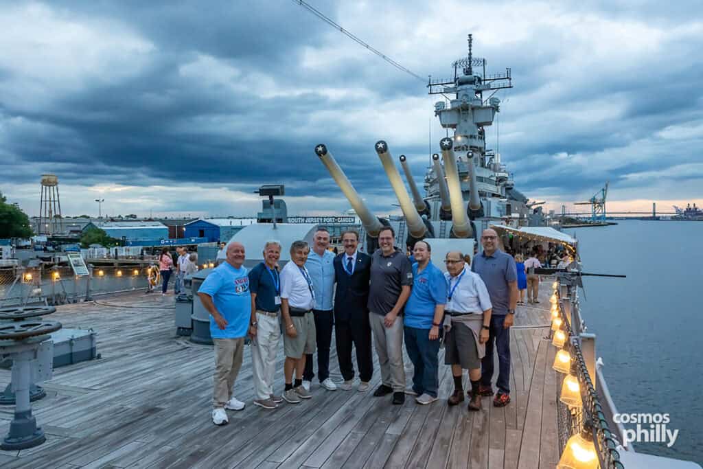 AHEPA members and guests aboard the Battleship New Jersey during the Bouzoukia on the Battleship event in Camden on July 30, 2026.