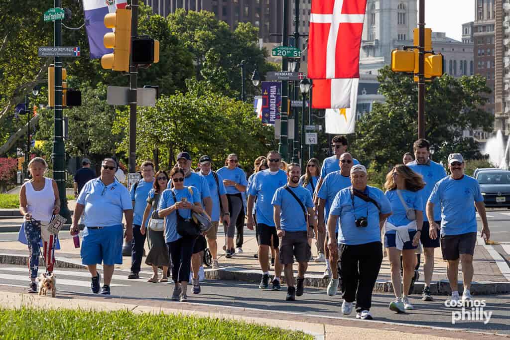 Participants in the 2026 AHEPA Cooley’s Anemia Walk along Philadelphia’s Benjamin Franklin Parkway