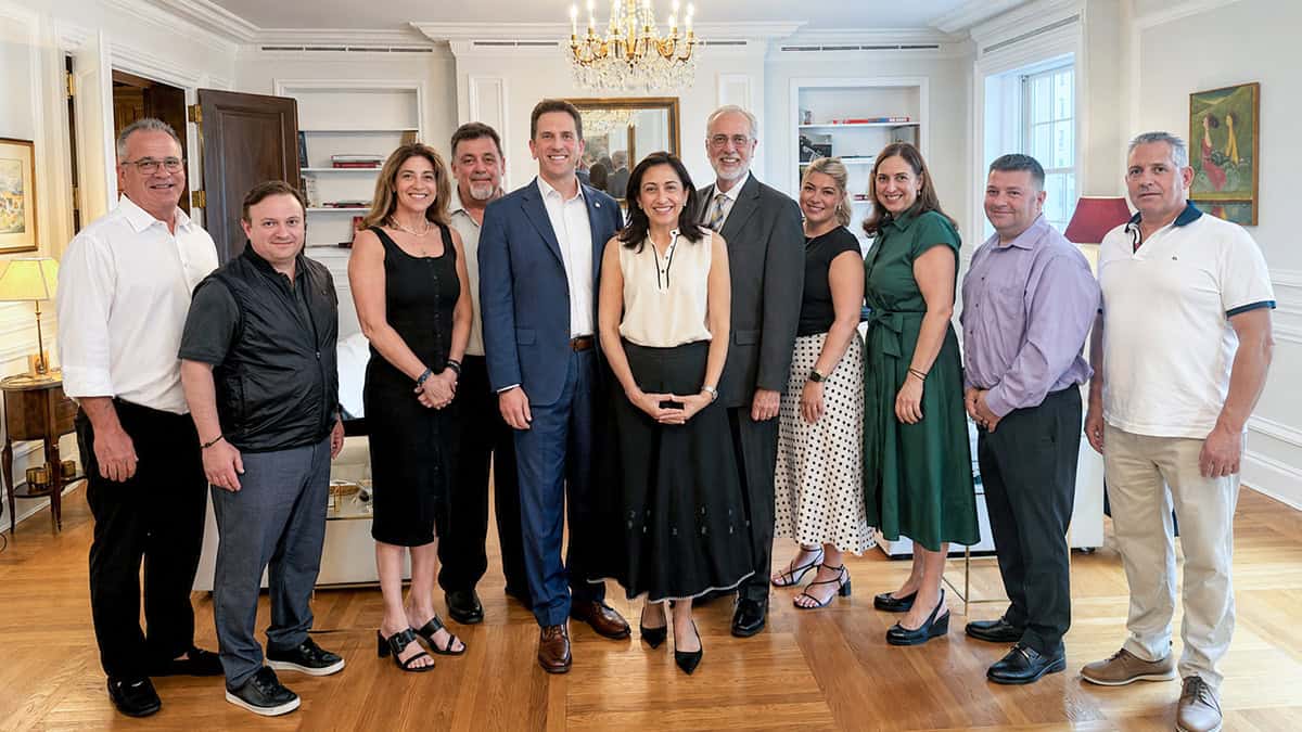 Group photo of Greek Consulate and Philadelphia Federation representatives standing together after a working meeting in New York.