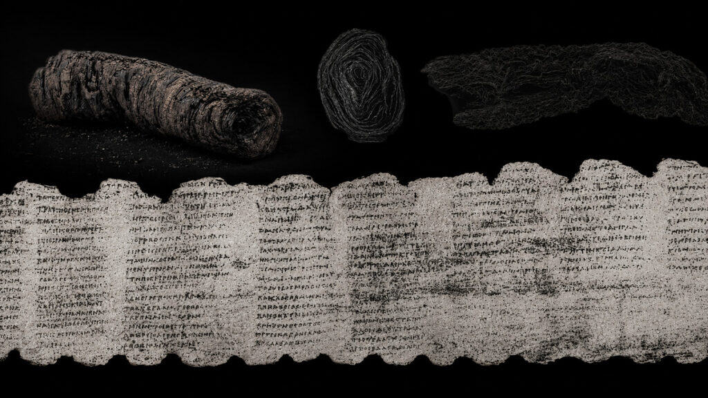 AI Helps Read Herculaneum Scroll Closed Since Antiquity