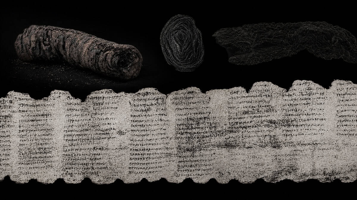 Carbonized Herculaneum scroll with scan imagery and virtually unwrapped Greek text from PHerc. 1667