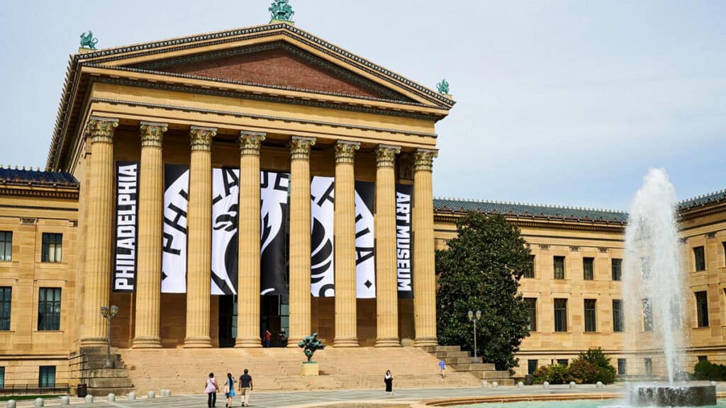 Main entrance and steps of the Philadelphia Museum of Art on Benjamin Franklin Parkway.