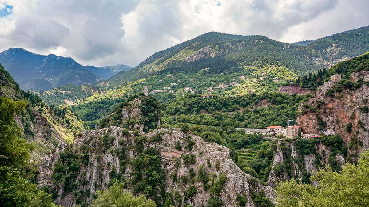 Prousos Monastery in the mountains of Evrytania, Greece
