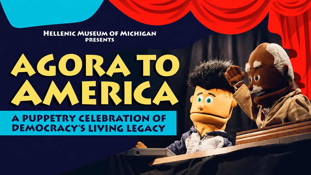Puppets from Agora to America, a Hellenic Museum of Michigan program exploring democracy with Detroit-area students.