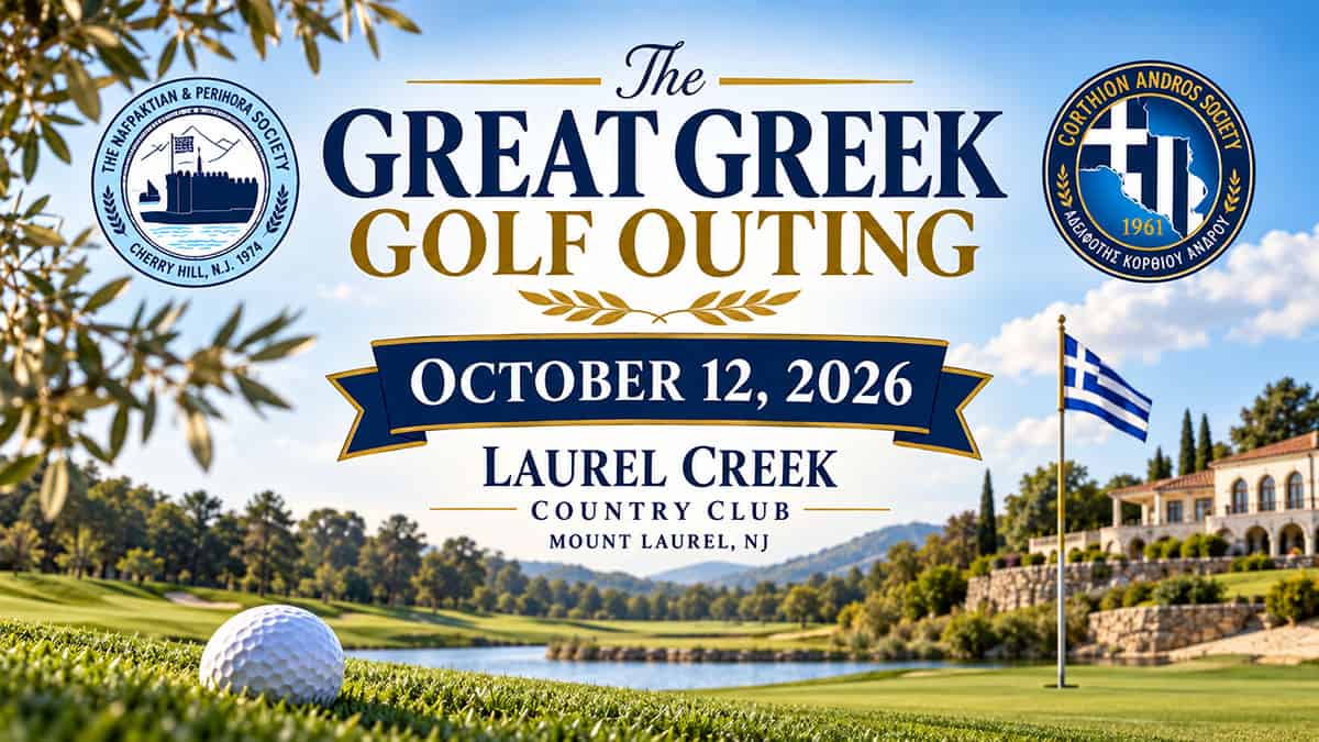 Featured image for the Great Greek Golf Outing on October 12, 2026, at Laurel Creek Country Club in Mount Laurel, New Jersey.